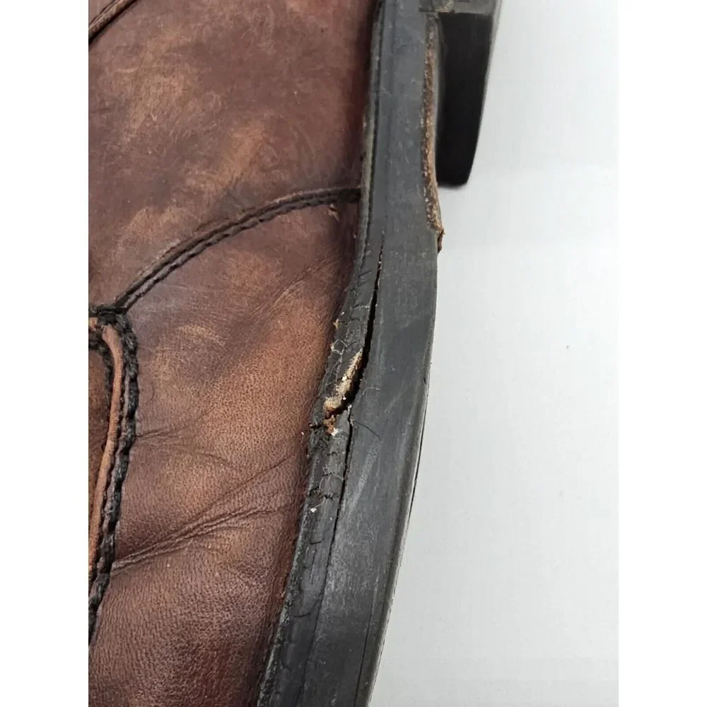 Vintage Kenneth Cole New York Made In Italy Brown Leather Ankle Boots 10 Lace Up
